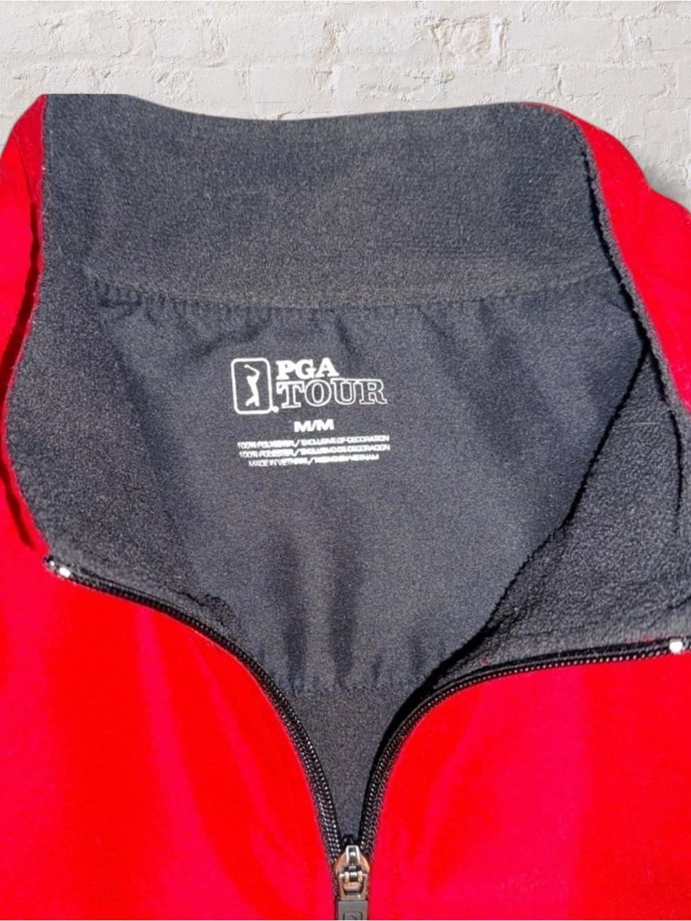 PGA Tour Mens Vest Medium Red Black Full Zip Golf Performance Fleece-Lined - Picture 2 of 8